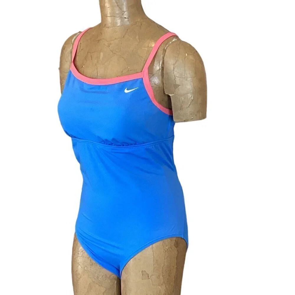 Nike Girls One-Piece Racerback‎ Swimsuit Sky Blue and Pink Sz 14 282i